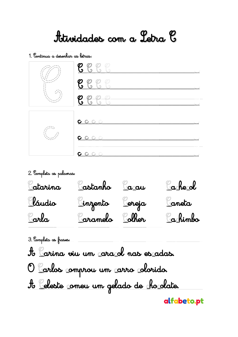 Fichas das Letras de A a Z – alfabeto.pt